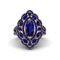 Sapphire Three Layer Halo Marquise Ring - Destiny No. 74 image 1