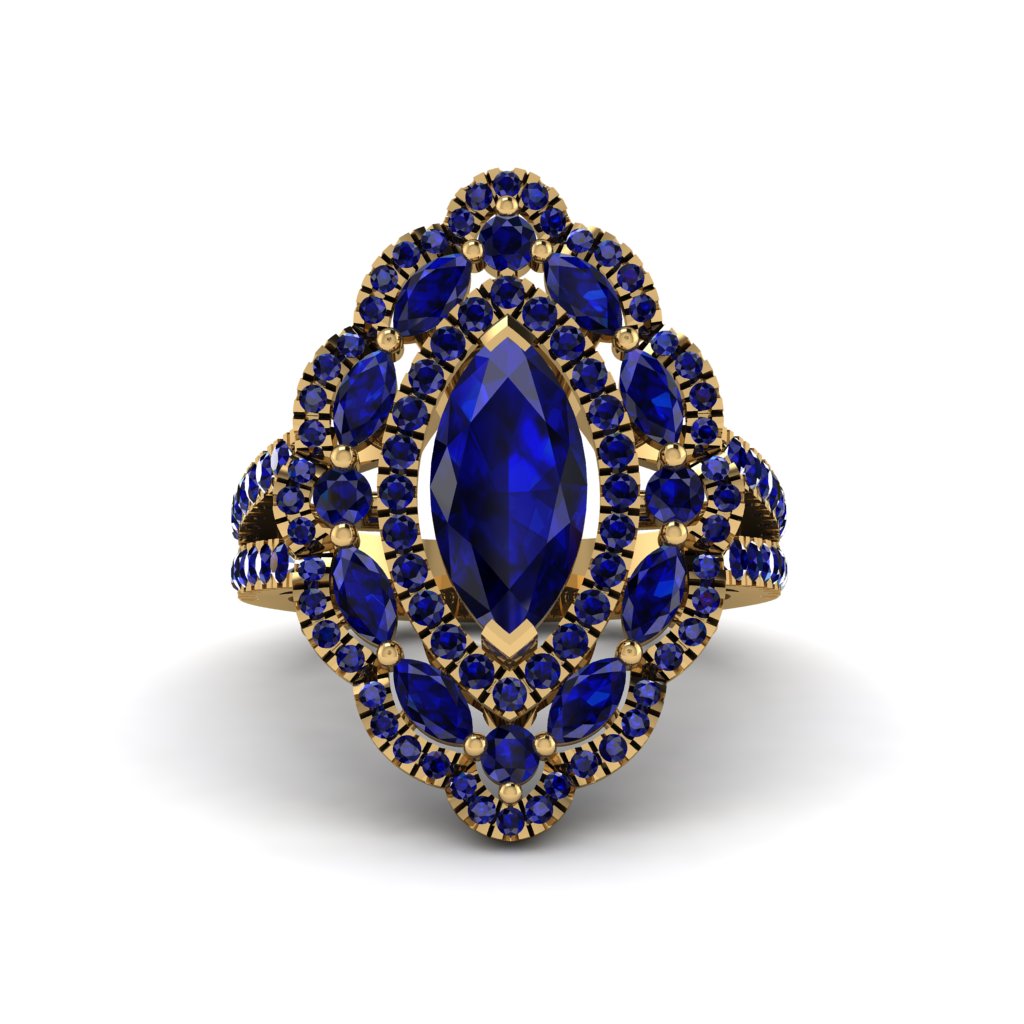 Sapphire Three Layer Halo Marquise Ring - Destiny No. 73