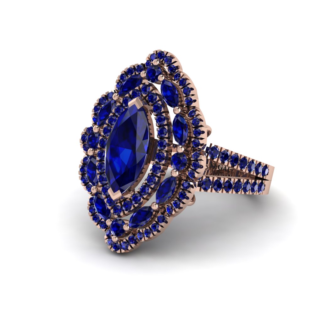 Sapphire Three Layer Halo Marquise Ring - Destiny No. 74