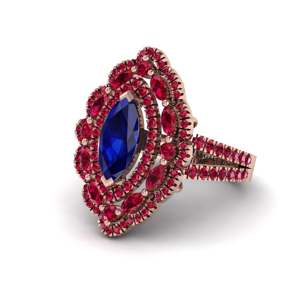 Sapphire Three Layer Halo Marquise Ring - Destiny No. 59