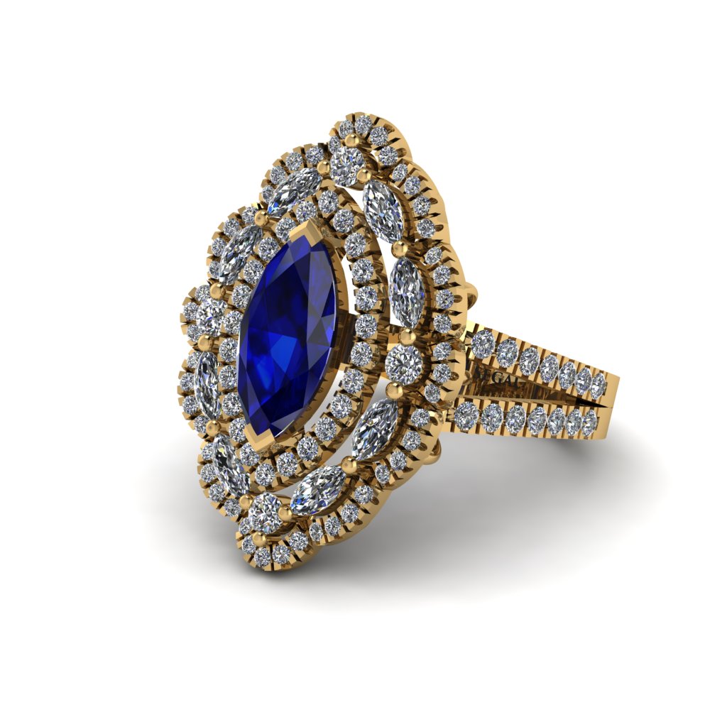 Sapphire Three Layer Halo Marquise Ring - Destiny No. 13