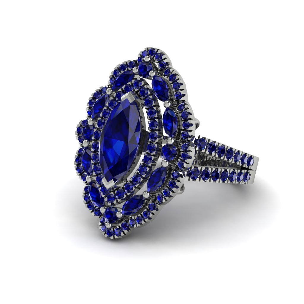 Sapphire Three Layer Halo Marquise Ring - Destiny No. 75