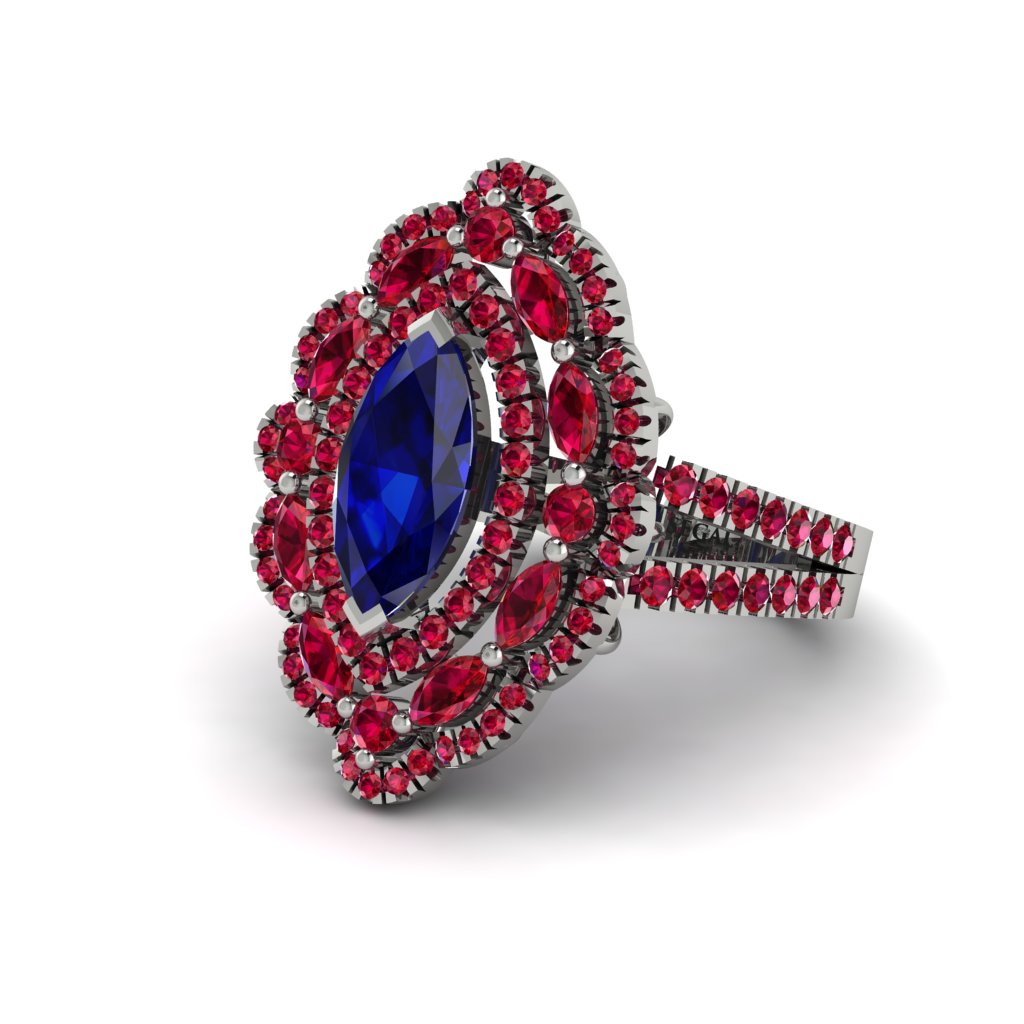 Sapphire Three Layer Halo Marquise Ring - Destiny No. 60
