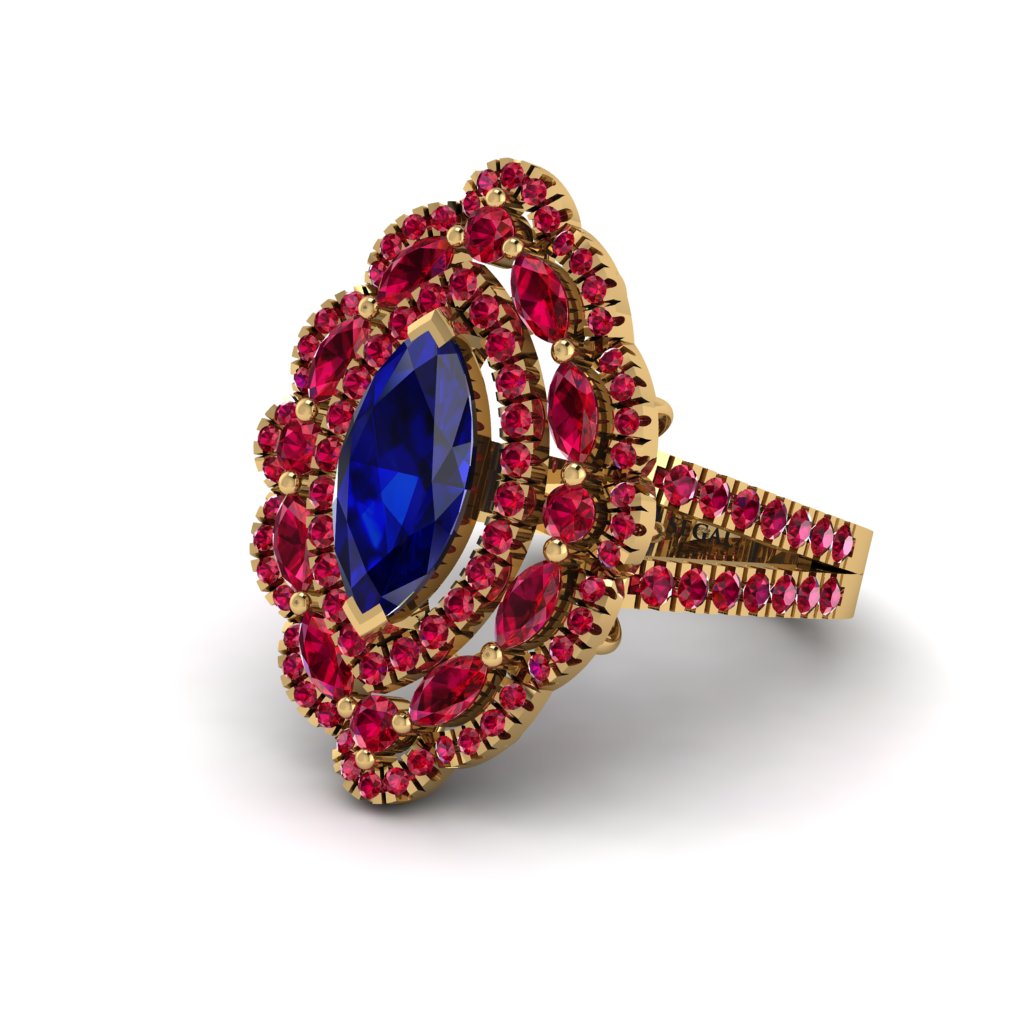 Sapphire Three Layer Halo Marquise Ring - Destiny No. 58