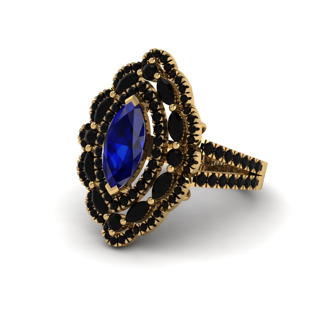 Sapphire Three Layer Halo Marquise Ring - Destiny No. 43