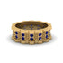 Sapphire Wavy Gold Men's Wedding Ring - Joshua No. 13