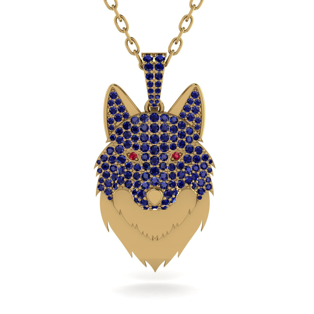 Sapphire Wolf Spirit Pendant - Gabriel No. 70