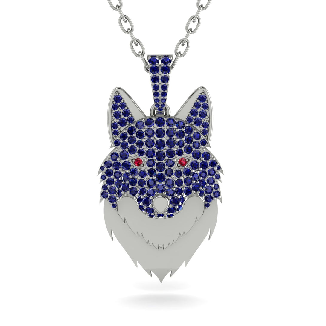 Sapphire Wolf Spirit Pendant - Gabriel No. 72