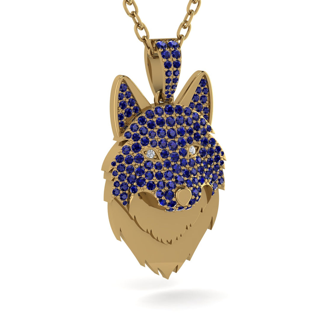 Sapphire Wolf Spirit Pendant - Gabriel No. 61