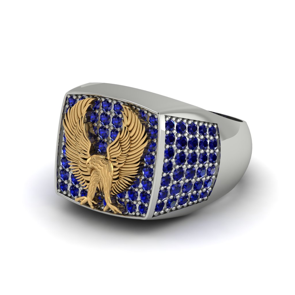 Sapphires Luxury Gold Eagle Ring - Sutton No. 30