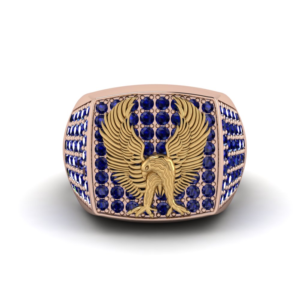 Sapphires Luxury Gold Eagle Ring - Sutton No. 29