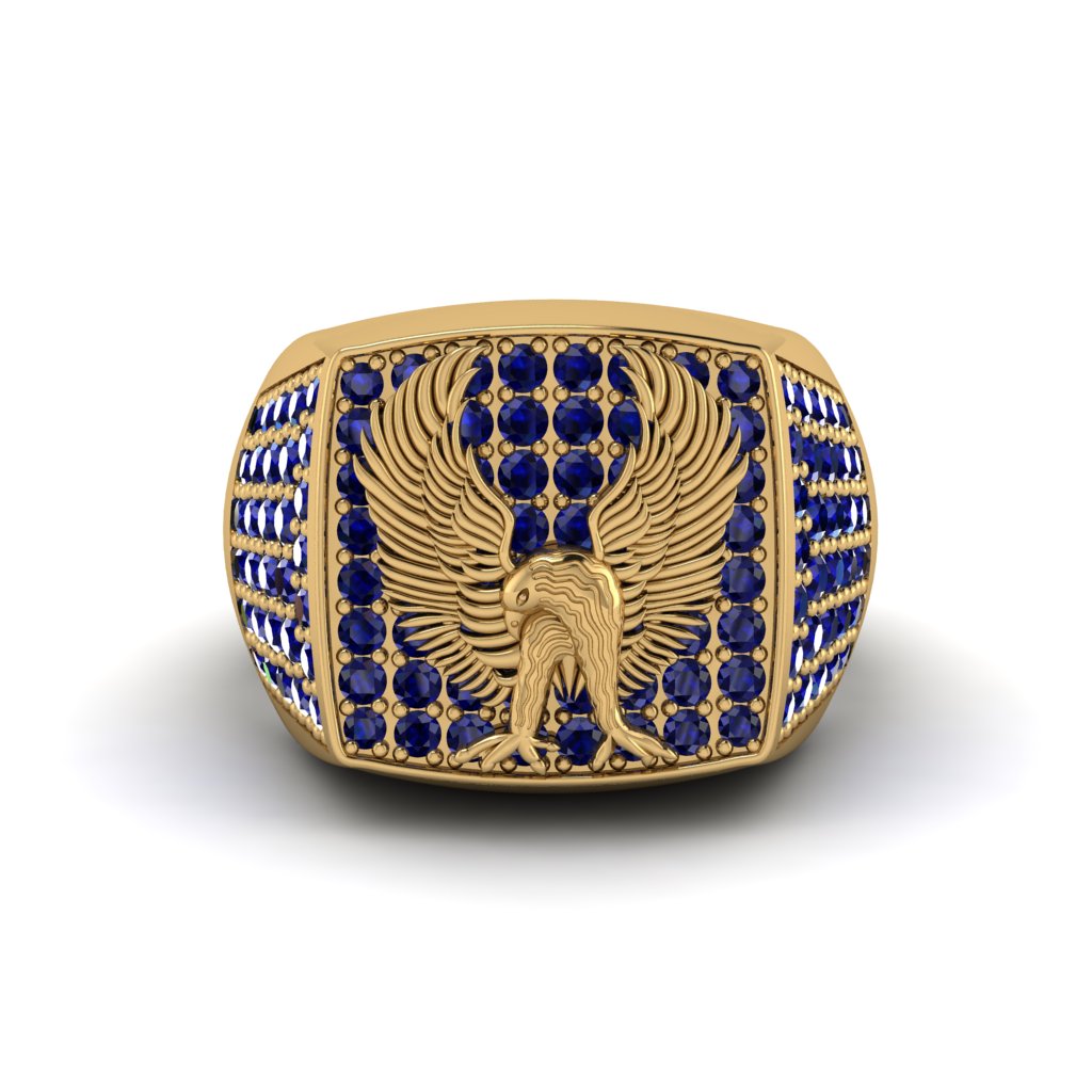 Sapphires Luxury Gold Eagle Ring - Sutton No. 13