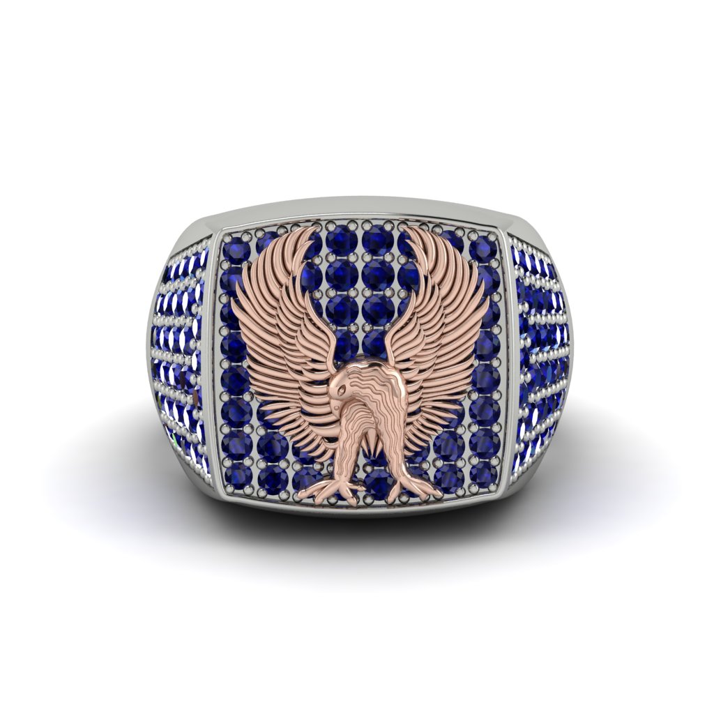 Sapphires Luxury Gold Eagle Ring - Sutton No. 45