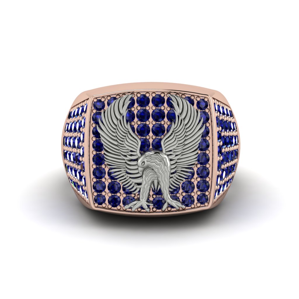 Sapphires Luxury Gold Eagle Ring - Sutton No. 44