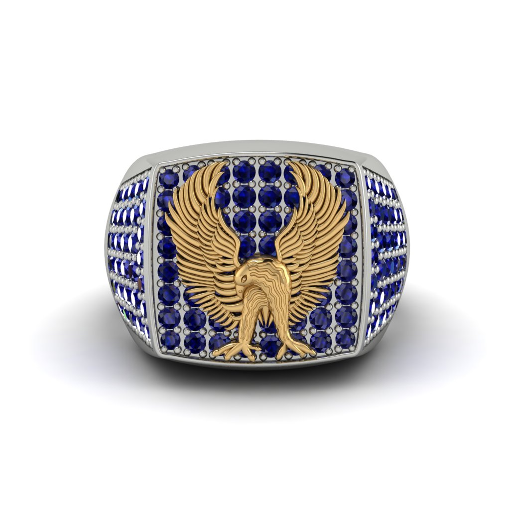 Sapphires Luxury Gold Eagle Ring - Sutton No. 30