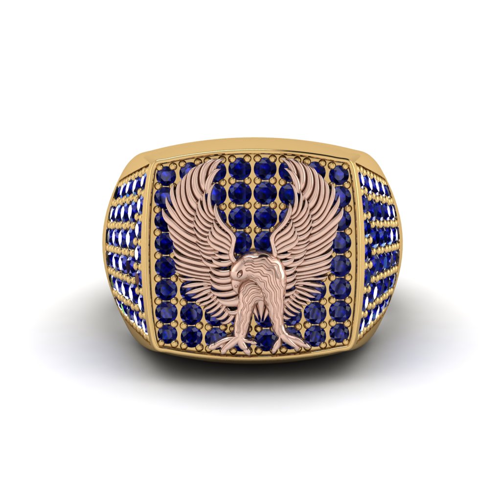 Sapphires Luxury Gold Eagle Ring - Sutton No. 28
