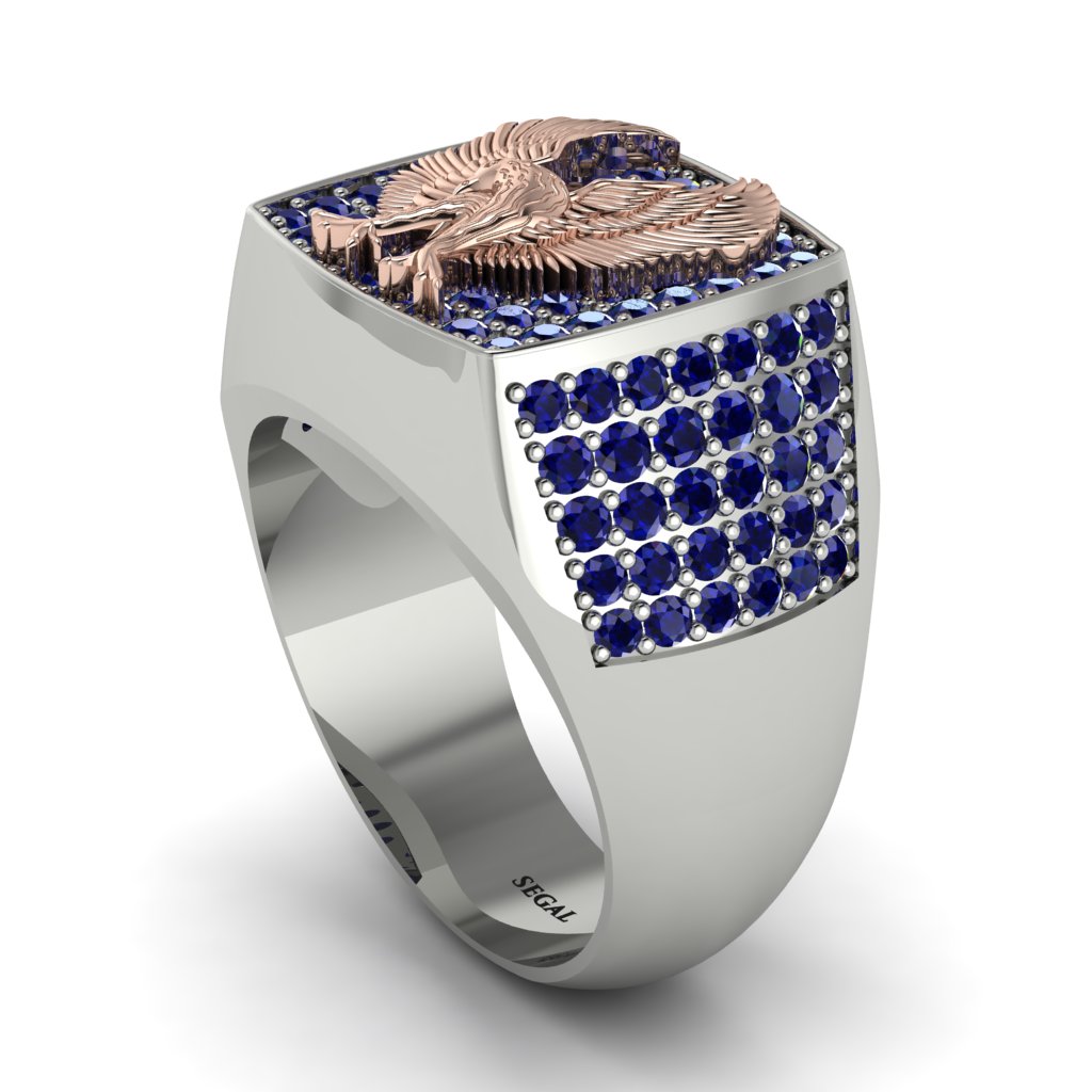Sapphires Luxury Gold Eagle Ring - Sutton No. 45