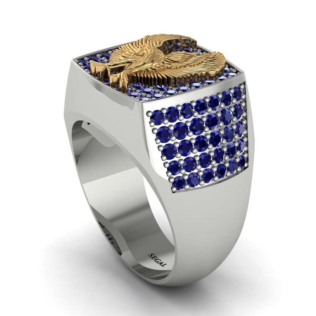 Sapphires Luxury Gold Eagle Ring - Sutton No. 30