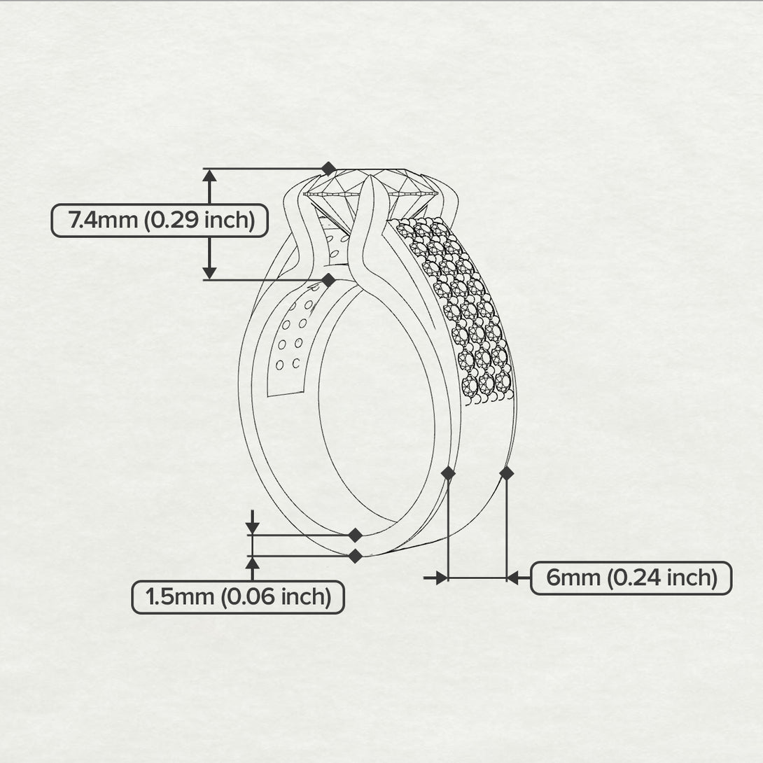 Round Cut Diamond 14K Gold Pave Engagement Ring - Saylor No. 33