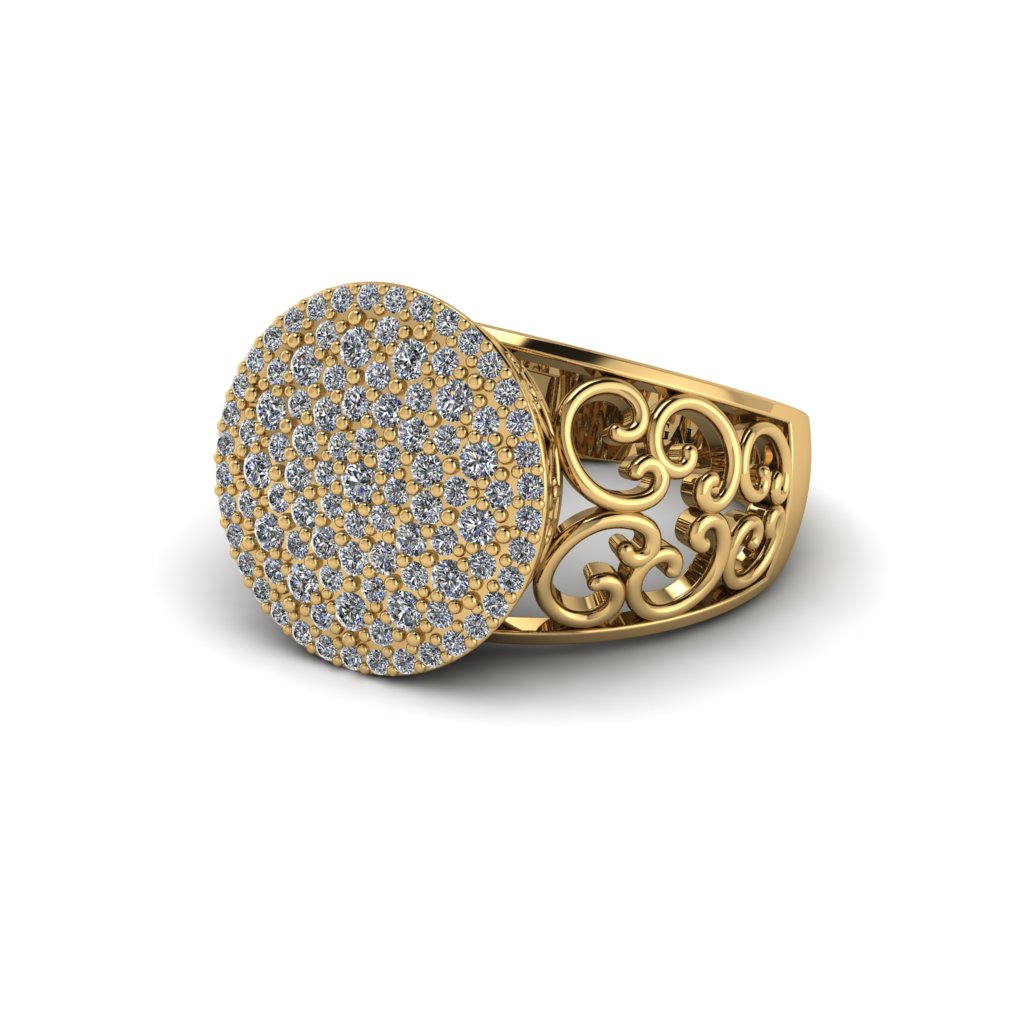 Diamond Signet Filigree Pave Engagement Ring - Rylie No. 1