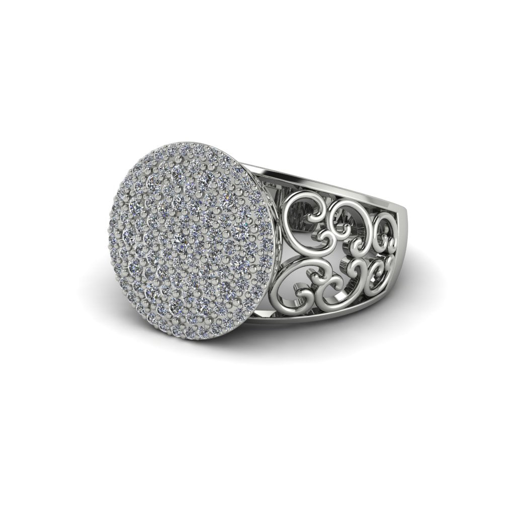 Diamond Signet Filigree Pave Engagement Ring - Rylie No. 3