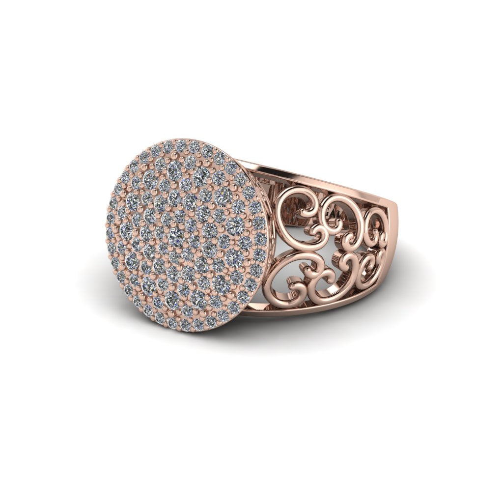 Diamond Signet Filigree Pave Engagement Ring - Rylie No. 2