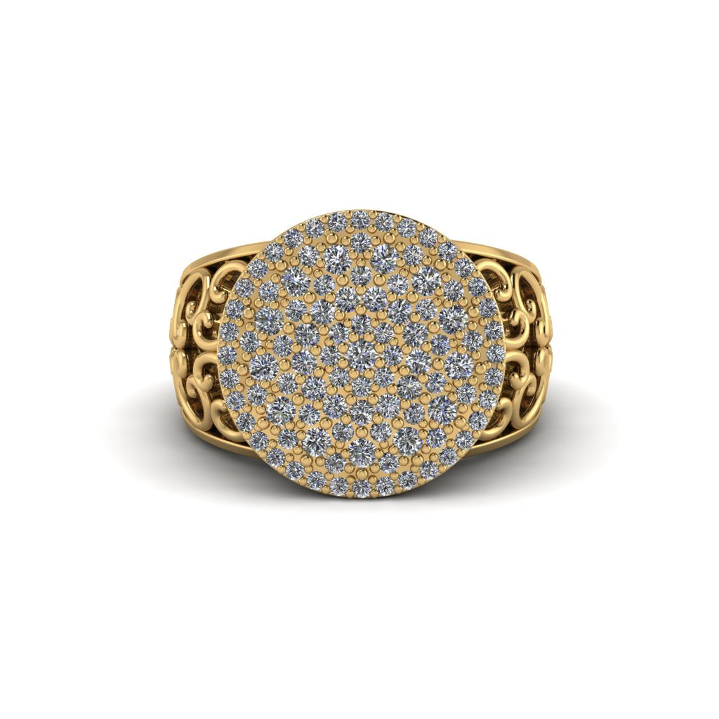 Diamond Signet Filigree Pave Engagement Ring - Rylie No. 1