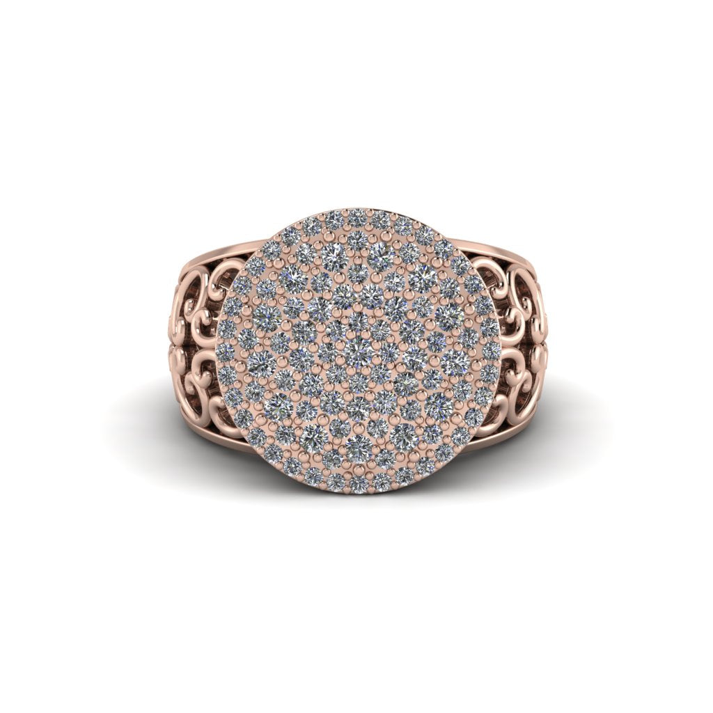 Diamond Signet Filigree Pave Engagement Ring - Rylie No. 2