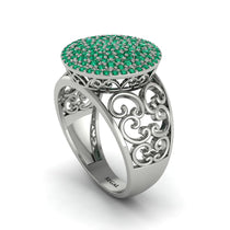 Emerald Signet Filigree Pave Engagement Ring - Rylie No. 6 image 1