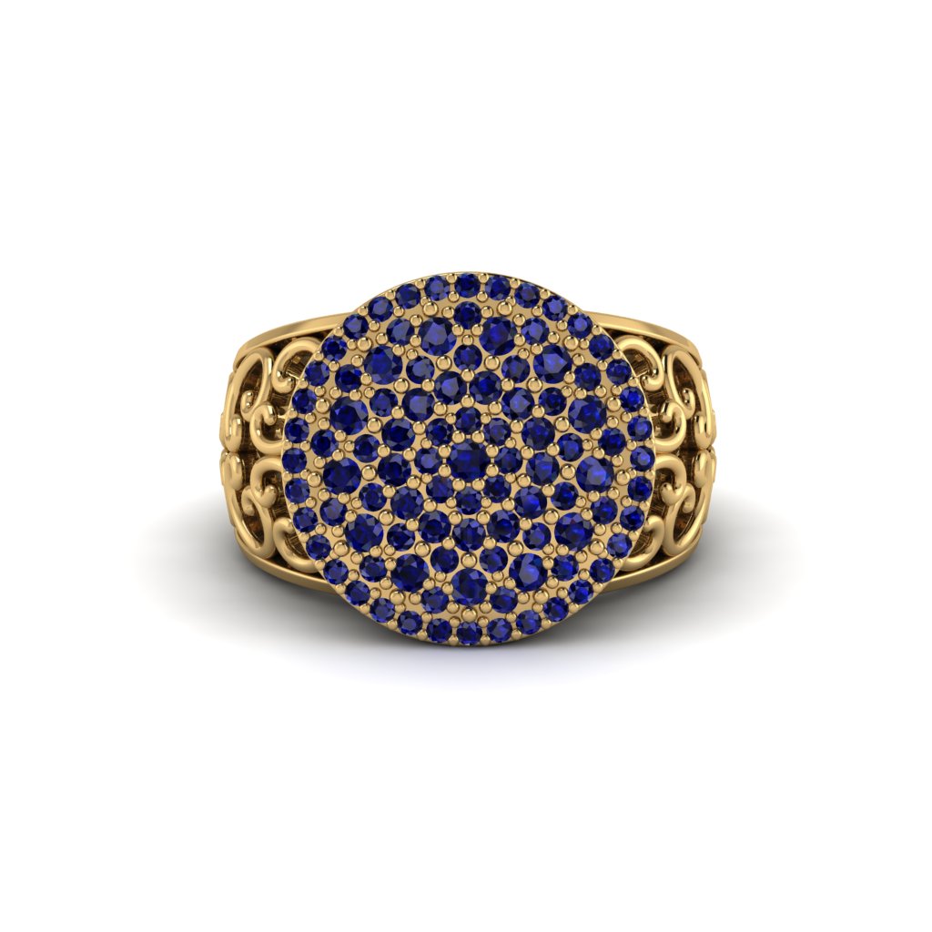 Sapphire Signet Filigree Pave Engagement Ring - Rylie No. 13