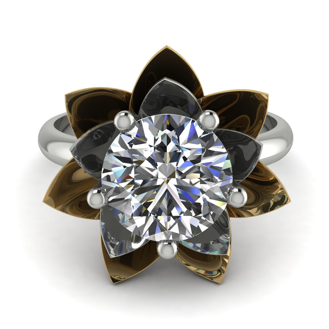 Lynn custom Solitaire Lotus Ring - Lotus no. 300
