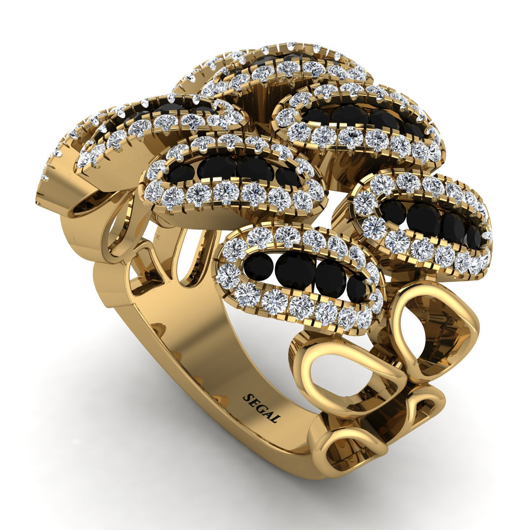 Black Diamond Stylish Bloom Fashion Ring - Drew No. 7