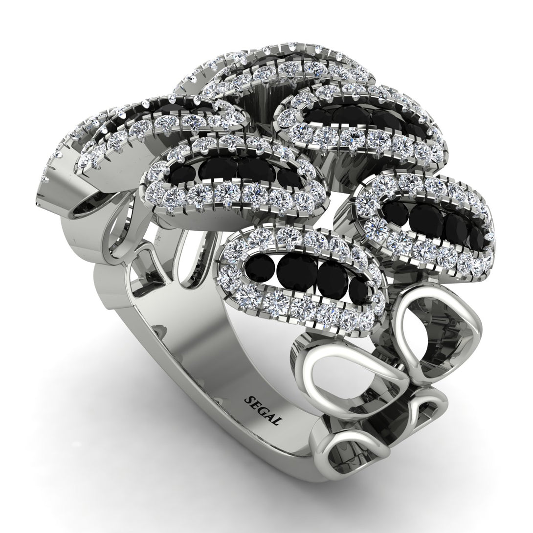 Black Diamond Stylish Bloom Fashion Ring - Drew No. 9