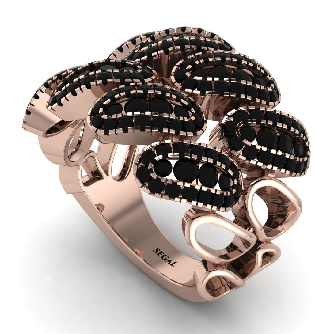 Black Diamond Stylish Bloom Fashion Ring - Drew No. 38