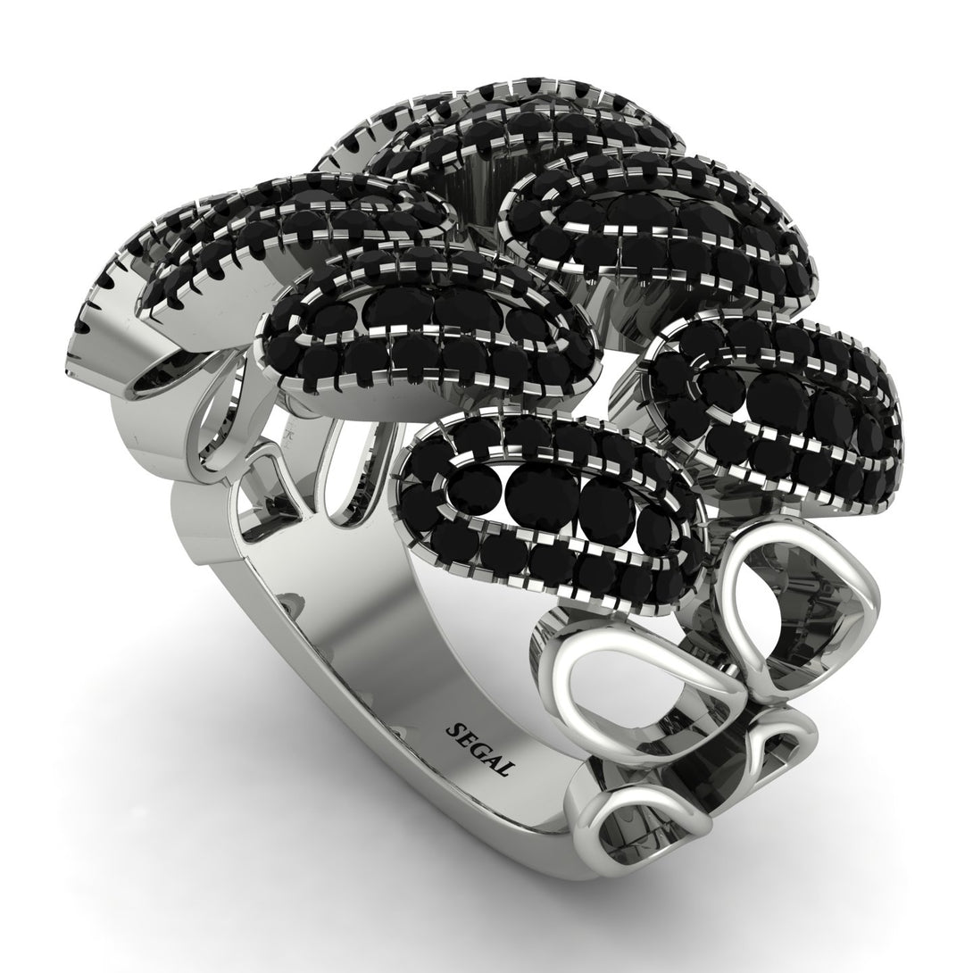 Black Diamond Stylish Bloom Fashion Ring - Drew No. 39