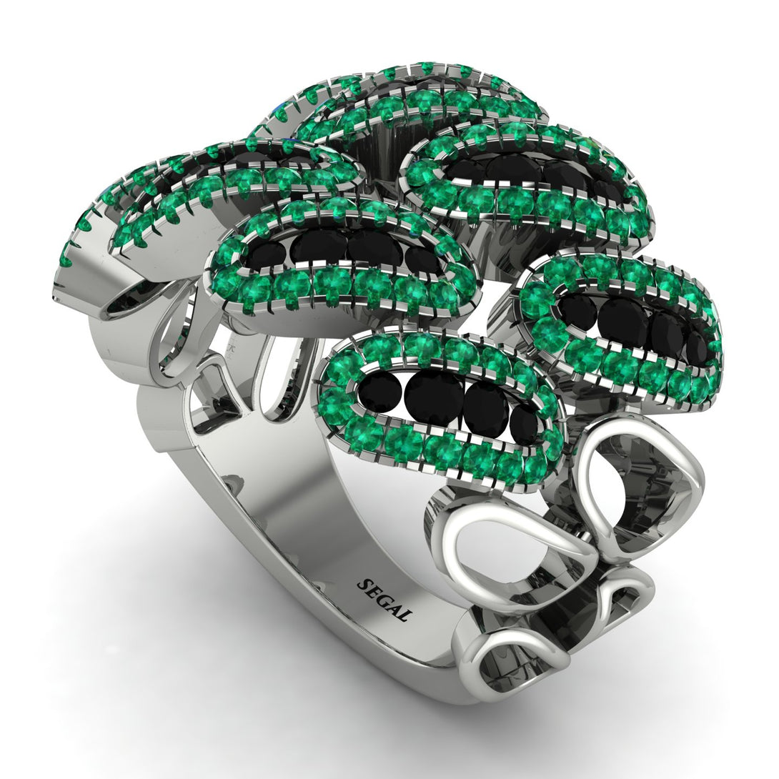 Black Diamond Stylish Bloom Fashion Ring - Drew No. 24