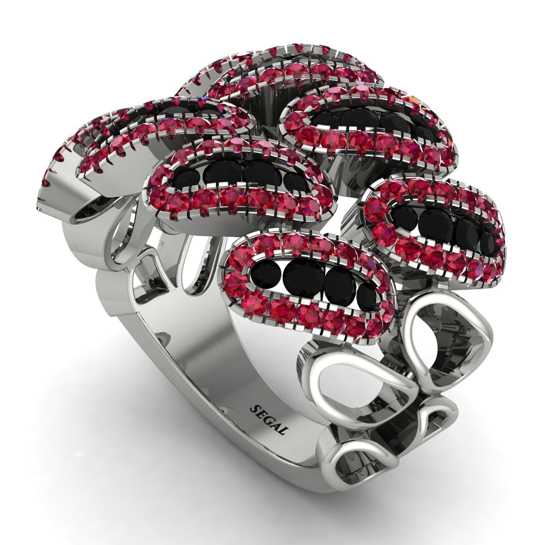 Black Diamond Stylish Bloom Fashion Ring - Drew No. 54