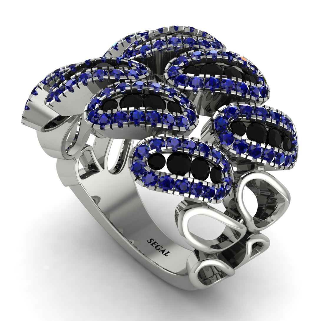 Black Diamond Stylish Bloom Fashion Ring - Drew No. 69