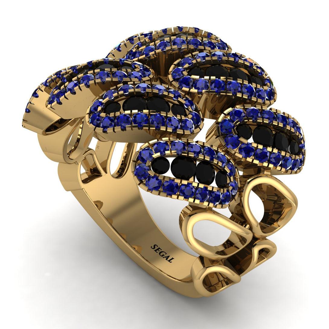 Black Diamond Stylish Bloom Fashion Ring - Drew No. 67