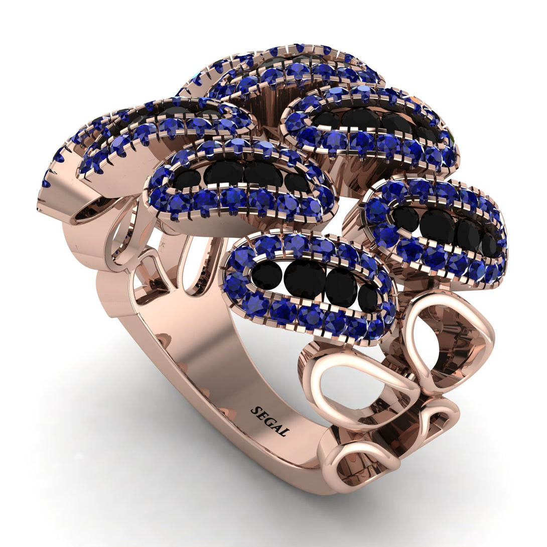 Black Diamond Stylish Bloom Fashion Ring - Drew No. 68