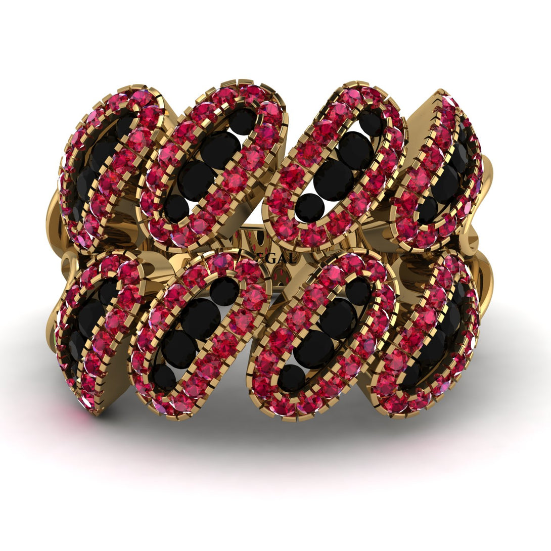 Black Diamond Stylish Bloom Fashion Ring - Drew No. 52