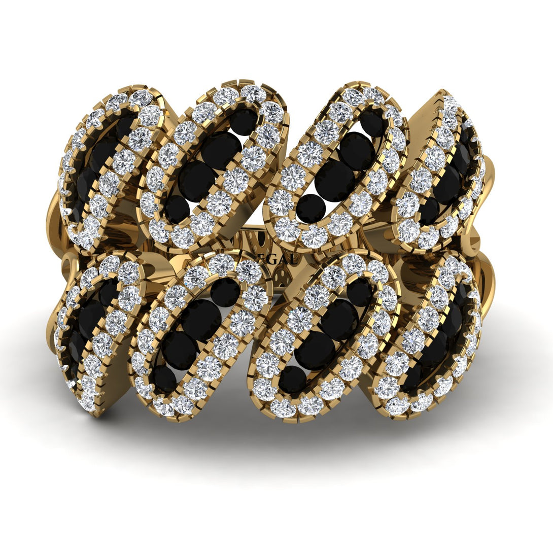 Black Diamond Stylish Bloom Fashion Ring - Drew No. 7