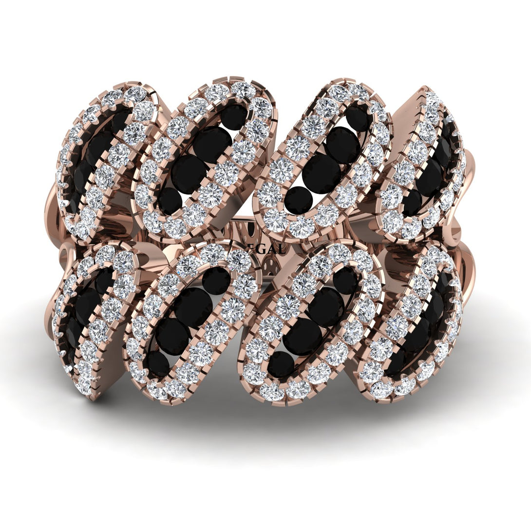 Black Diamond Stylish Bloom Fashion Ring - Drew No. 8