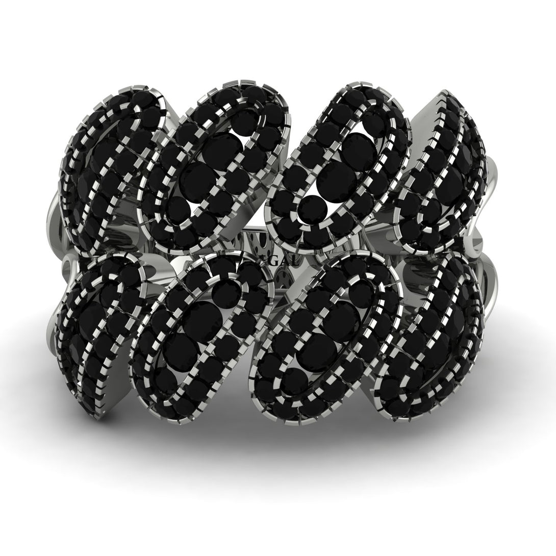 Black Diamond Stylish Bloom Fashion Ring - Drew No. 39