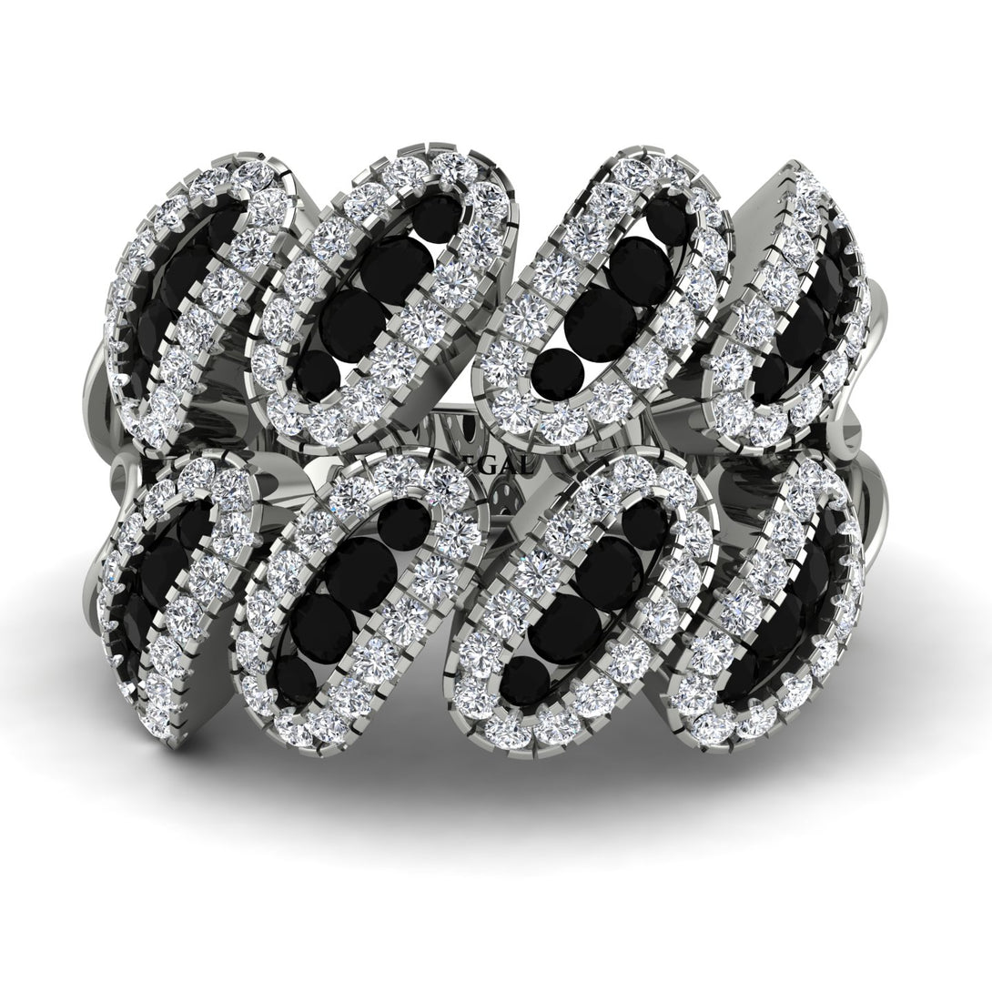 Black Diamond Stylish Bloom Fashion Ring - Drew No. 9