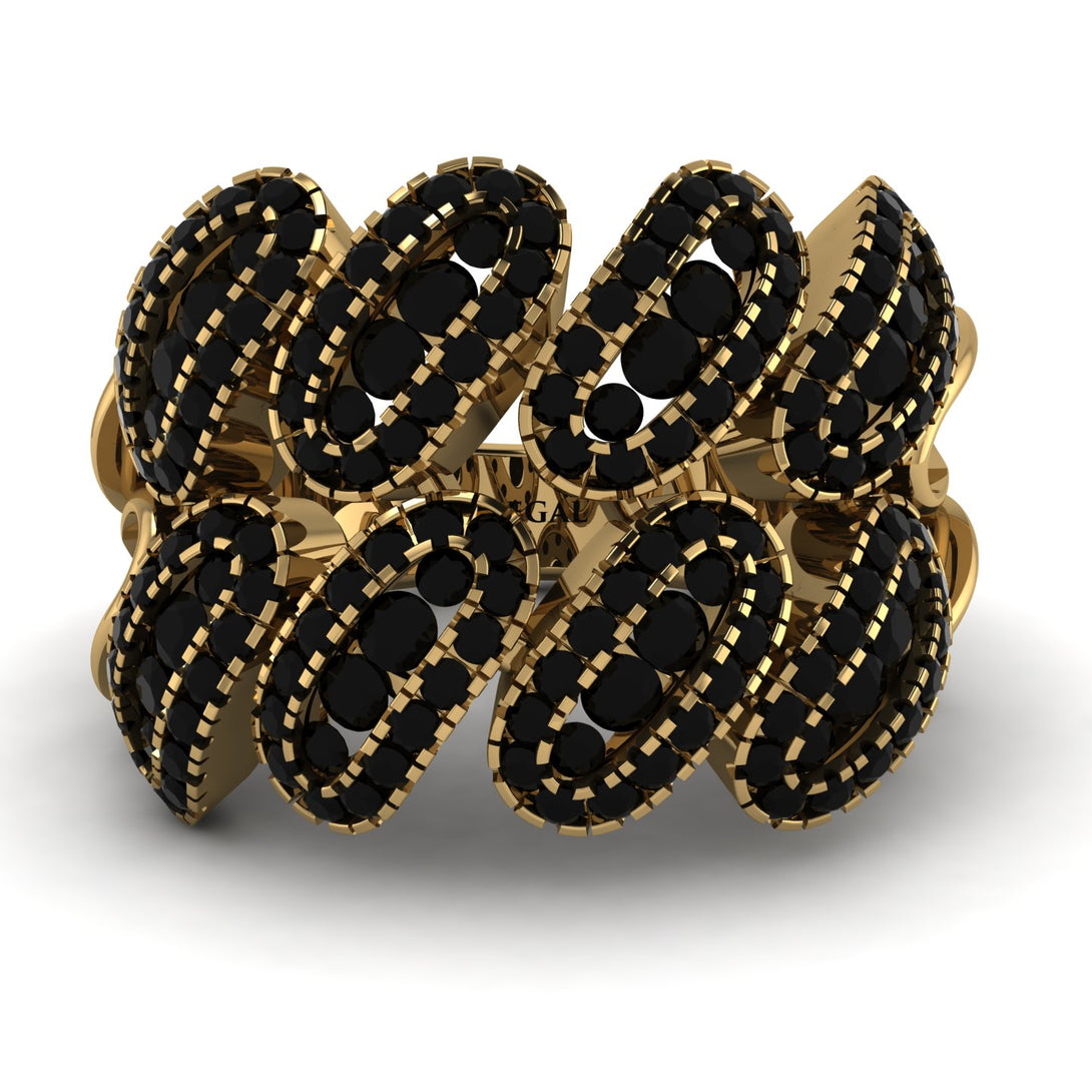 Black Diamond Stylish Bloom Fashion Ring - Drew No. 37