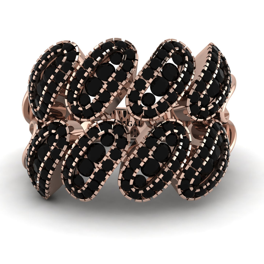 Black Diamond Stylish Bloom Fashion Ring - Drew No. 38
