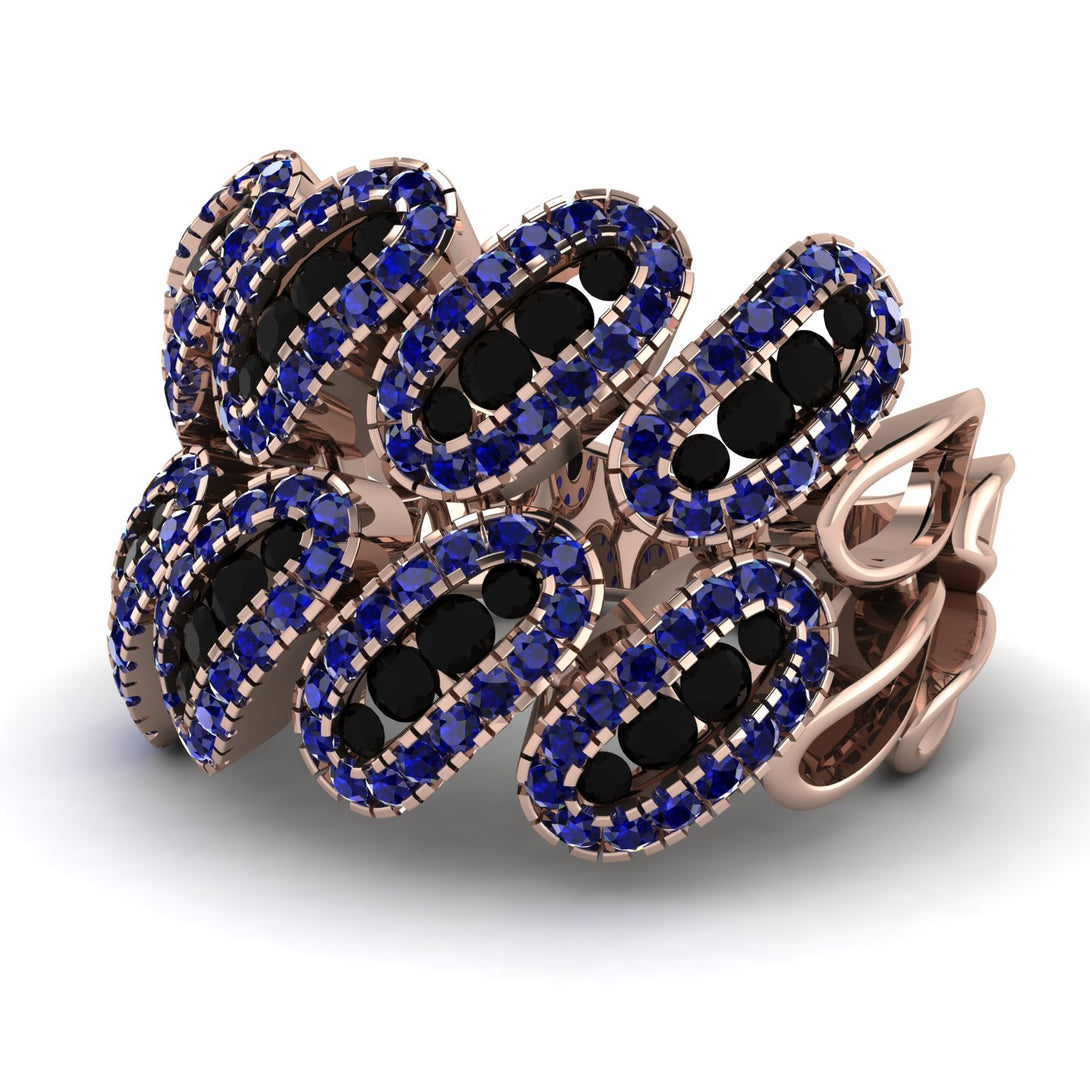 Black Diamond Stylish Bloom Fashion Ring - Drew No. 68