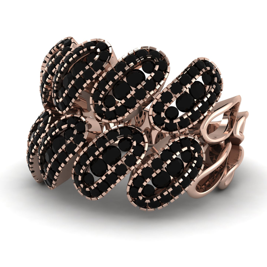 Black Diamond Stylish Bloom Fashion Ring - Drew No. 38
