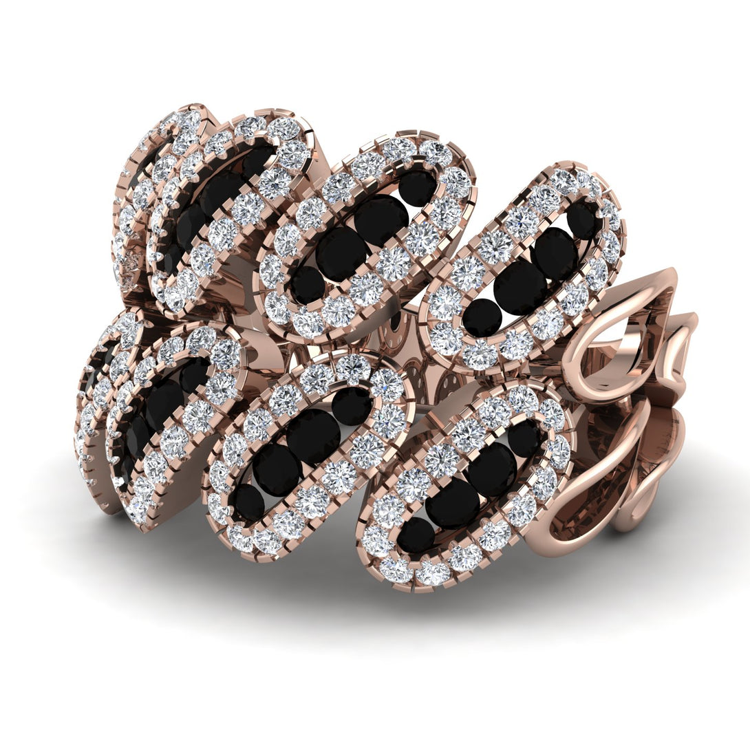 Black Diamond Stylish Bloom Fashion Ring - Drew No. 8